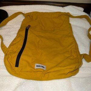 Made Free Canvas Backpack Mustard Yellow Athleisure Accessory Lightweight Sport